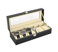 Dyaucwpo Caja Relojes con 6 Compartimentos, Estuche para Relojes con Tapa de Cristal, Estuche Relojes Hombre, Organizador de Relojes, Regalo para Hombre, para Cumpleaños Día Del Padre Navidad, Negro