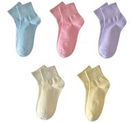 Dybag 5 pares de calcetines para mujer, calcetines de algodón transpirables para primavera y verano, calcetines deportivos de color sólido, calcetines casuales de moda, B, Talla única