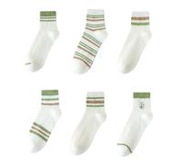 Dybag 6 pares de calcetines deportivos finos de verano para mujer, calcetines deportivos de algodón transpirable a rayas blancas y verdes, Multi, Talla única