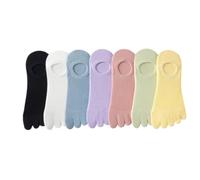 Dybag 7 pares de calcetines tobilleros de malla fina con cinco dedos para mujer, color sólido, transpirables, de algodón, informales, invisibles, Multi, Talla única