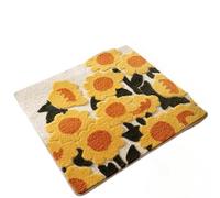 Dybag Alfombra de baño cuadrada de flores, gruesa, absorbente, antideslizante, lavable a máquina, para bañera, dormitorio, 60 x 60 cm (profundidad)