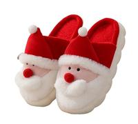 Dybag Pantuflas de algodón de invierno de Papá Noel, para Navidad, acogedoras, cálidas, cómodas, esponjosas, para hombres y mujeres, Blanco, 10.5-11.5 Women/10-11 Narrow Men