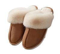 Dybag Pantuflas de felpa de invierno para hombres y mujeres, acogedoras, para interiores y exteriores, con forro mullido, suela de goma antideslizante (5 colores), Marrón, 7.5-8.5 Women/6.5-7.5 Narrow