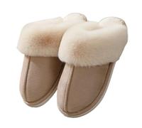 Dybag Pantuflas de felpa de invierno para hombres y mujeres, acogedoras, para interiores y exteriores, con forro mullido, suela de goma antideslizante (5 colores), Caqui, 10.5-11.5 Women/10-11 Narrow