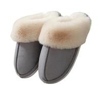Dybag Pantuflas de felpa de invierno para hombres y mujeres, acogedoras, para interiores y exteriores, con forro mullido, suela de goma antideslizante (5 colores), Gris, 10.5-11.5 Women/10-11 Narrow