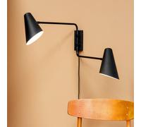 Dyberg Larsen aplique de pared Cale, negro, metal, 2 luces