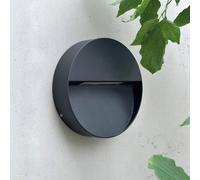 Dyberg Larsen Aplique LED para exterior Pluto, negro, Ø 15 cm