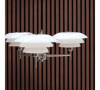 Dyberg Larsen lámpara de araña DL20, opal/cromo, Ø 50 cm, 3 luces.