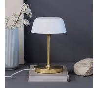 Dyberg Larsen Lámpara de mesa Valencia, blanco/latón, altura 30 cm