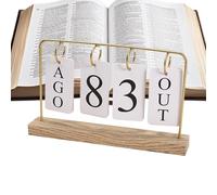Dybnuhoc Calendario de madera para escritorio y sobremesa | Soporte Vertical con Base de Madera y Detalle Metálico Moderno | Calendario Diario Perpetuo de Mesa - para Cafetería Hogar Salón Sala de