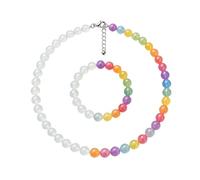Dybnuhoc Collar de perlas multicolores pulsera conjunto de joyas con cuentas de resina de colores - Decoración colorida del de resina,Conjunto de joyas de perlas reactivas UV con collar y