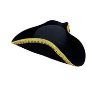 Dybnuhoc Sombrero de pirata para adultos, accesorio ligero para disfraz | Sombrero de cosplay pirata con ribete dorado para Halloween, fiesta social, recreación histórica, producción de teatro
