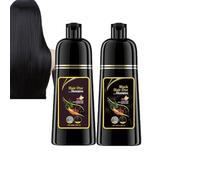 Dyceittdia 2pcs Champú Tinte, Champú tinte instantáneo, 3 en 1 Instantáneo Champú para el Cabello Negro, Hidratación Capilar, Champú limpiador y Reparador, Negro y Marrón,2pcs*100ml, hair2