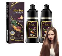 Dyceittdia 2pcs Champú Tinte Instantáneo 3 en 1 para Cabello Negro, Hidratación Capilar, Champú Limpiador y Reparador, Marrón, 2pcs*100ml, hair4
