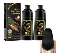 Dyceittdia 2pcs Champú Tinte Instantáneo 3 en 1 para Cabello Negro, Hidratación Capilar, Champú Limpiador y Reparador, Negro, 2pcs*100ml, hair4