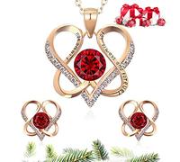DYD S925 Plata Conjuntos de Joyas para Mujer, Chapado en Oro Set Collar y Pendientes de Cumpleaños Regalos para Mamá/Hermana/San Valentín, Rosado… (RED-1)