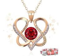DYD S925 Plata Rosa Preservada con Collar para Mujer, Collar Corazón Colgante Piedra Natal de Oro Rosa con Caja de Rosa Eterna Azul, Regalo de San Valentín, Aniversario, Cumpleaños