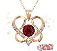 DYD S925 Plata Rosa Preservada con Collar para Mujer, Collar Corazón Colgante Piedra Natal de Oro Rosa con Caja de Rosa Eterna Azul, Regalo de San Valentín, Aniversario, Cumpleaños