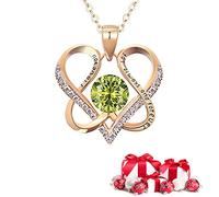 DYD S925 Plata Rosa Preservada con Collar para Mujer, Collar Corazón Colgante Piedra Natal de Oro Rosa con Caja de Rosa Eterna Azul, Regalo de San Valentín, Aniversario, Cumpleaños