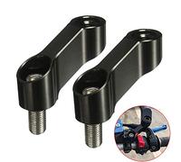 Dyda6 Par de extensor de espejo montado en el manillar de moto, 10 mm CNC motocicleta bicicleta retrovisor espejo montaje adaptador elevador (negro)