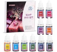 DYESMEE Juego de pintura de jabón, pintura artesanal de 10 colores. Grado alimenticio, tinte líquido seguro para la piel para hacer jabón, bombas de baño, limo, arcilla, manualidades. Sin manchas,