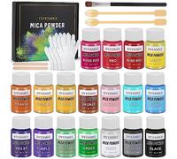 DYESMEE Polvo de Mica - Pigmento di Resina Epoxi - Polvo di Mica Natural de 18 Colores para Hacer Jabón, Bomba de Baño, Esmalte de Uñas, Brillo de Labios, Sombra de Ojos, Limo, Fabricación de Velas