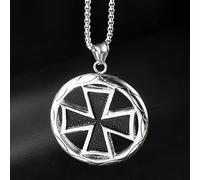 DYFUHO Faith Cross Knights Collar Templario Ronda Redondeo para Hombres Collares Militares de Acero Inoxidable de Acero Inoxidable de Hierro alemán