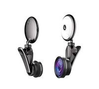 DYHQQ Lente para teléfono Celular con luz de Flash LED de Belleza, Lente Macro 50X, Lente Gran Angular de 150 °, luz de Relleno de Brillo Ajustable 9 para teléfono Celular iPhone Samsung,B