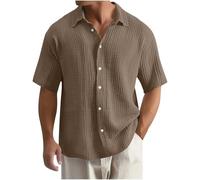 Dyhxuan Camisa de verano para hombre, talla grande, camisa de manga corta, tallas grandes, camisa informal de verano, camisa ligera monocolor, elegante, con botones, suelta, manga corta, informal