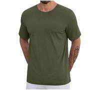 Dyhxuan Camiseta básica para hombre, camiseta de verano de manga corta, suelta, monocolor, tallas grandes, de algodón, suave, cómoda, informal, versátil, de manga corta, Verde militar., 5XL