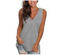 Dyhxuan Camiseta de Tirantes para Mujer Informal - Cuello de Pico, Monocolor, Sin Mangas, Ligera de Algodón, Estilo Sencillo y Versátil