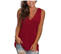 Dyhxuan Camiseta de tirantes para mujer, versátil, monocolor, informal, cuello de pico, camiseta de verano sin mangas, camiseta ligera de algodón, camiseta de tirantes básica, estilo sencillo,