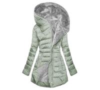 Dyhxuan Chaqueta acolchada para mujer, cálida y larga, chaqueta de invierno forrada de forro polar, chaqueta de plumón, de algodón, elegante, chaqueta de forro polar de manga larga, informal, chaqueta