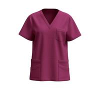 Dyhxuan Kasacks Mujer Cuidado Uniformes Médicos Manga Corta Cuello en V Ropa de Cuidado Médico con Bolsillos Liso Ropa de Enfermería Ropa de Cuidado de Ancianos Hogar de Ancianos Casaca Ropa de
