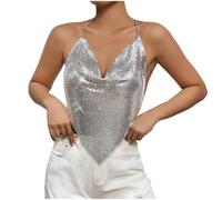 Dyhxuan Lentejuelas Tops Mujer Glitter Camisola Discoteca Sexy Spaghetti Tops Slim Fit Glitzernde Shirt Rückenfreies Tanktops Karneval Party Glitzer Leibchen Schimmernden Leibchen