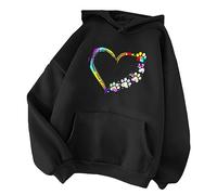 Dyhxuan Sudadera con capucha para mujer, estampado de amor, sudadera con capucha, para otoño e invierno, tallas grandes, sudadera de manga larga, sudadera con capucha, parte superior con bolsillo,