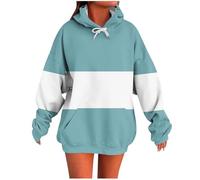 Dyhxuan Sudadera para mujer con capucha, bloque de color, sudadera de manga larga, con cordón y bolsillo canguro, sudadera de manga larga, sudadera con capucha, sudadera con capucha de transición