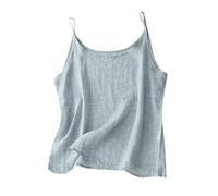 Dyhxuan Top de espagueti para mujer, verano, algodón y lino, camiseta de tirantes ligera, informal, sexy, básica, monocolor, vintage, tirantes delgados, blusa informal para mujer, blusa de verano, Y1