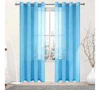 DYINDUN Cortinas Poliéster Translucida 340 x 120 cm Translucidas Cortinas Largas para Salon Ventilada para Sala de Estar Cocina Dormitorio Comedor Sala, Azul Cielo