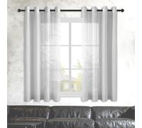 DYINDUN Translucida Ojales Cortina 220 x 215 cm Translucido Translucidas Ventana Visillos Cortinas Poliéster para Dormitorio Juvenil Lindas Cortinas de Casa Comedor, Gris Claro