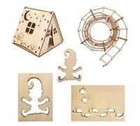 DYIOTF Set de 5 Plantillas de Elfo de Navidad de Madera, Incluye Huellas de Gnomo, Escalera y Tienda de Campaña, Kit de Manualidades DIY para Decoración Navideña y Regalos Creativos para Niños