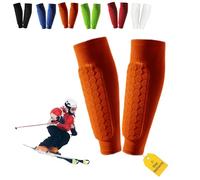 Dyiouxin Protector Espinillas Esqui,Coderas Deportivas,Espinilleras Niño De Fútbol, Almohadilla De Esponja En Forma De Panal,Espinilleras Futbol y Espinilleras Esqui (Naranja, XS)