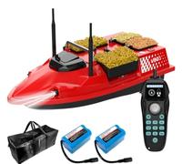 DYJD Barco de pesca RC, 500 m, mando a distancia, 4 compartimentos, capacidad de carga de 3 kg, antena doble, doble accionamiento, ajuste de 2 marchas, bote de cebo con bolsa de transporte para pesca