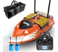 DYJD Cebo GPS de Doble Antena para Pesca de Carpas, Alcance de 500 m, Carga de 3 kg, 4 tolvas, Barco teledirigido con Funda (Naranja)