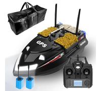 DYJD Cebo GPS de Doble Antena para Pesca de Carpas, Alcance de 500 m, Carga de 3 kg, 4 tolvas, Barco teledirigido con Funda