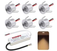 DYKUWEY Foco LED empotrable, 2W 12V Focos de techo, IP65 ojos de buey led para techo, mini Foco LED, agujero Φ25-28mm, foco empotrable para cocina, salón carport,Pack 6