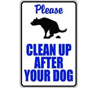 DYLAN MILLER Señal de advertencia con texto en inglés «Scoop Your Dog Poop Clean Up After Your Dog» para aparcamiento humorístico - Señal de advertencia de 12 x 16 pulgadas, letrero de lata para