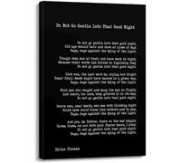 Dylan Thomas Quote Wall Art Do Not Go Gentle Motivational Poetry Poster Canvas Print for Home Office Study Room Book Lover Gift(Framed,12x18inch(30x45cm))