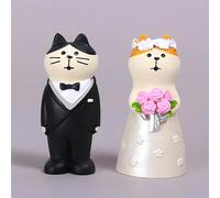 Dylayos Juego de figuras de gato de boda, gatito de novia y novio, bonito regalo para amantes de los gatos para boda, aniversario, despedida de soltera, día de San Valentín, decoración de mesa de