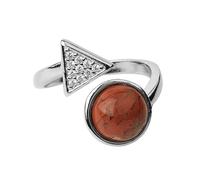 DyLyz Anillos de chakras apilables abiertos con piedra de jaspe rojo bohemio anillo de circón delicado geométrico vintage piedra preciosa natural piedra natal anillos llamativos para fiestas y